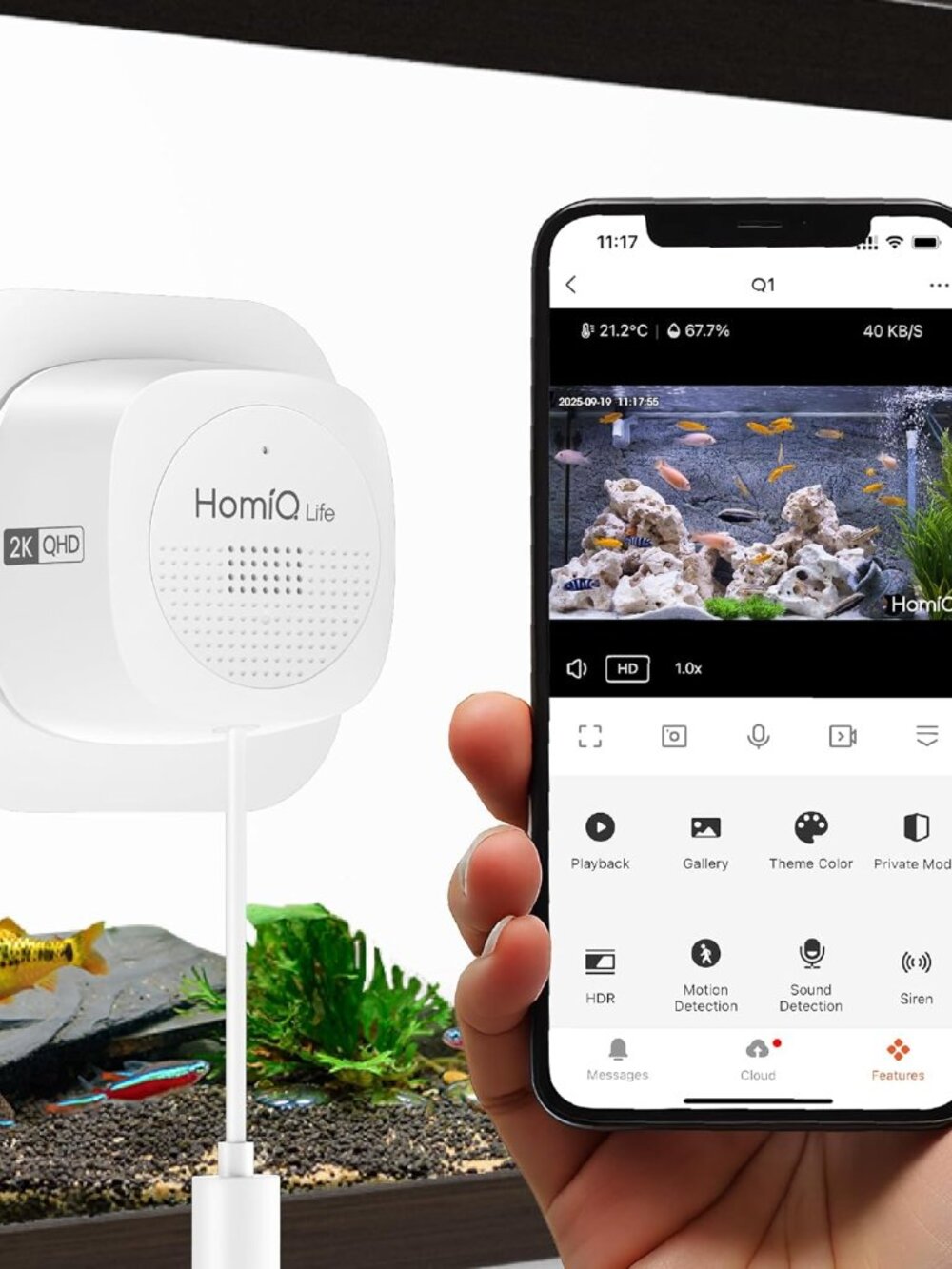 Aquarium & Terrarium Pet Camera Install &Close-Focus Lens Auto-Focus,24/7 Record